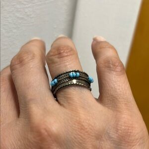 Silver Ring with Blue Accents 6